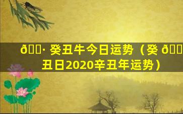 🕷 癸丑牛今日运势（癸 🕸 丑日2020辛丑年运势）